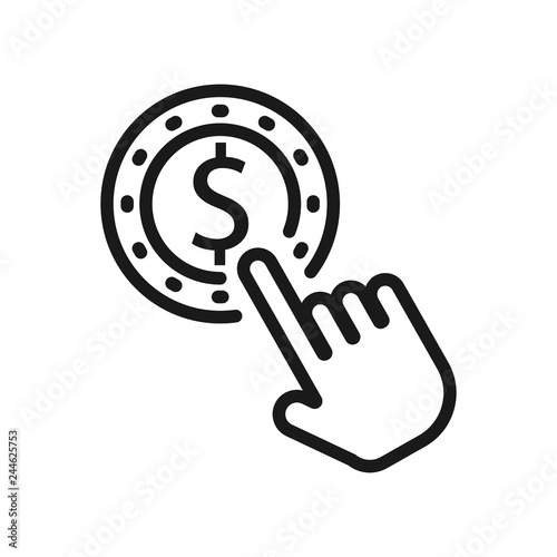 Money. Line Icon Vector. Payment system. Coins and Dollar cent Sign isolated on white background. Flat design style. Business concept.