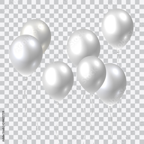 Beautiful vector silver realistic flying party balloons.