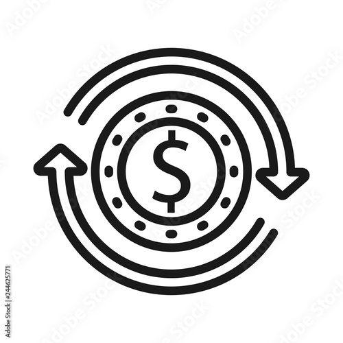 Money. Line Icon Vector. Payment system. Coins and Dollar cent Sign isolated on white background. Flat design style. Business concept.