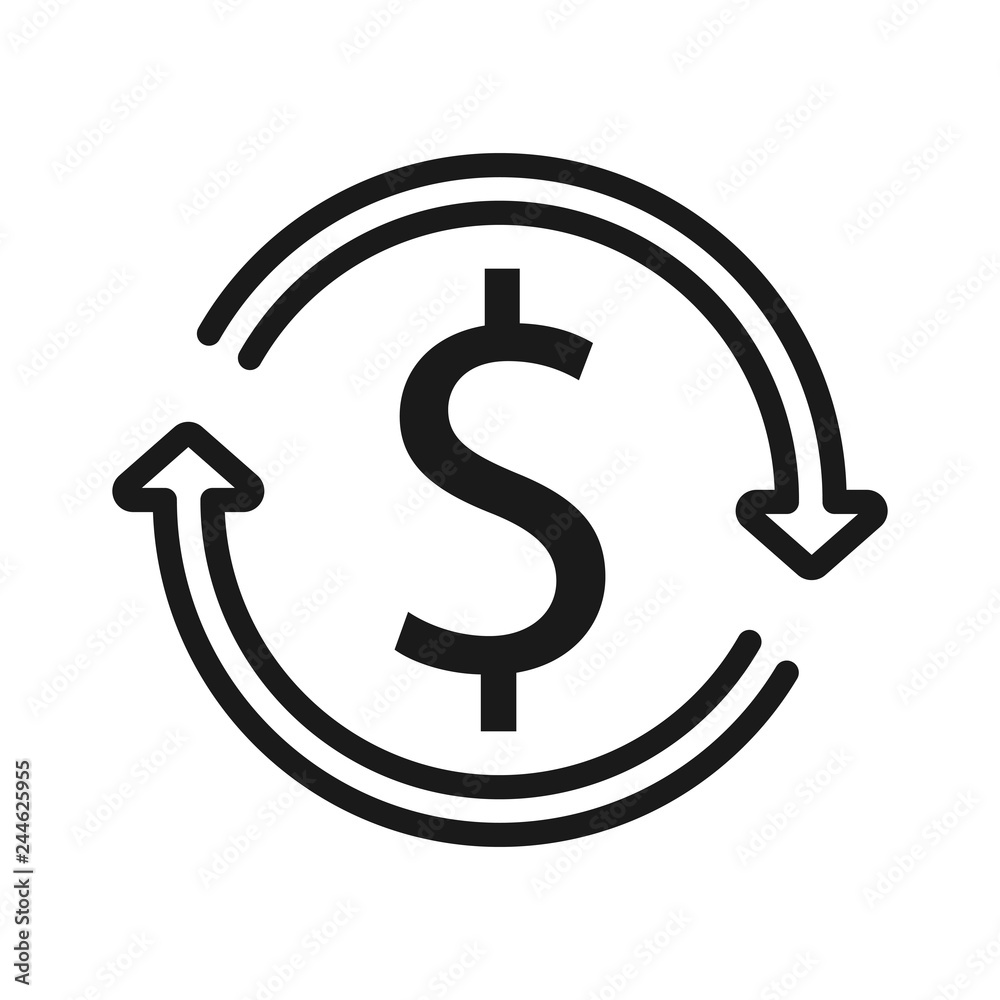 Money. Line Icon Vector. Payment system. Coins and Dollar cent Sign isolated on white background. Flat design style. Business concept. Money. Line Icon Vector. Payment system. Coins and Dollar cent Sign isolated on white background. Flat design style. Business concept.