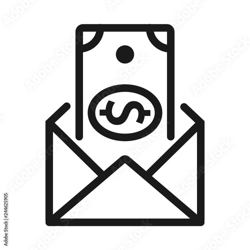 Money. Line Icon Vector. Payment system. Coins and Dollar cent Sign isolated on white background. Flat design style. Business concept.