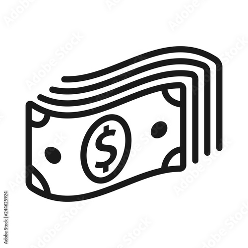 Money. Line Icon Vector. Payment system. Coins and Dollar cent Sign isolated on white background. Flat design style. Business concept.