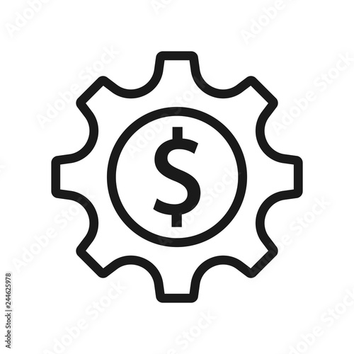 Money. Line Icon Vector. Payment system. Coins and Dollar cent Sign isolated on white background. Flat design style. Business concept.
