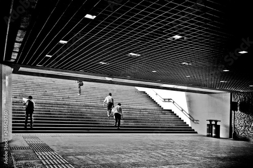 people walking in subway
