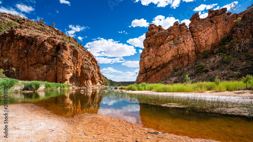 Scenic panorama of Glen Helen gorge in West MacDonnell National Park in central outback Australia photo