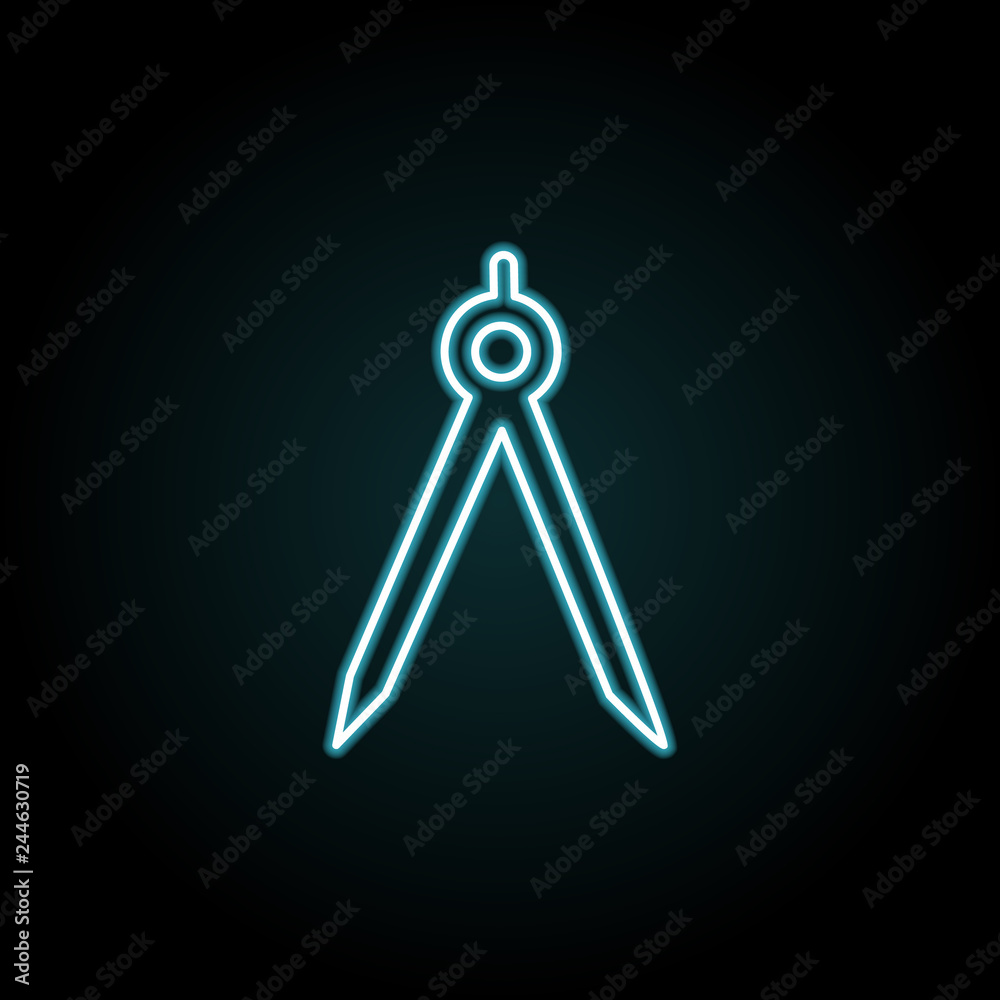 Technical compass icon in neon style. Simple thin line, outline vector of education icons for UI and UX, website or mobile application