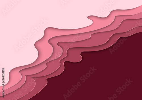 Abstract pink background. 3d cut paper shapes. Layered effect. Paper shapes with shadow. Design for business presentations, flyers, posters and invitations. Art papercraft layer. Vector.