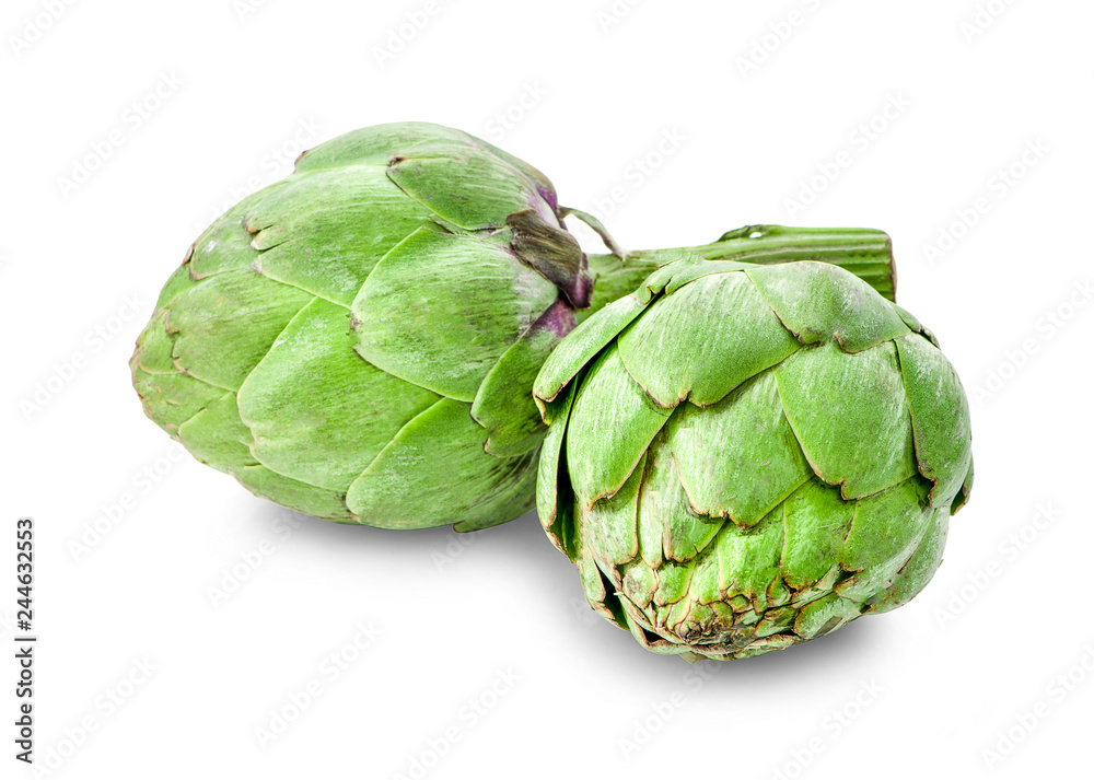 Obraz premium fresh globe artichoke isolated on white background