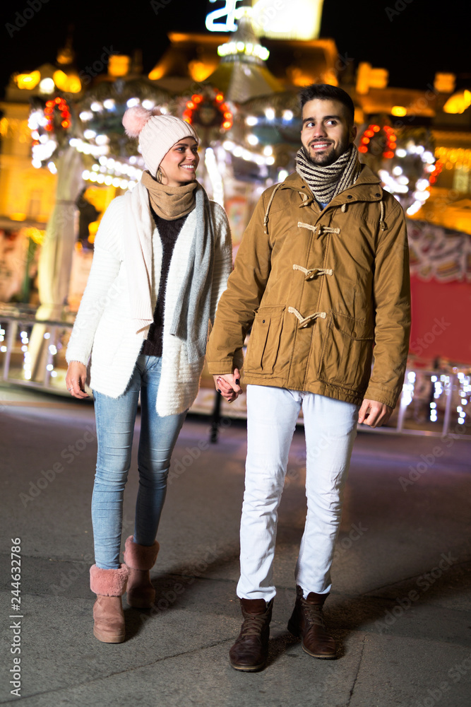 Happy young couple in winter