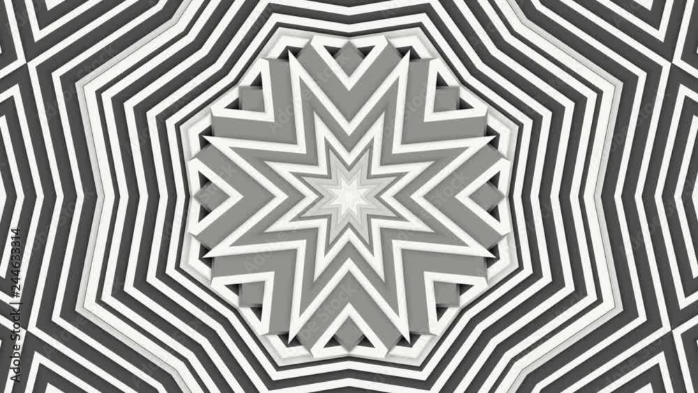 light gray animated patterns. abstract kaleidoscope background. 3d render