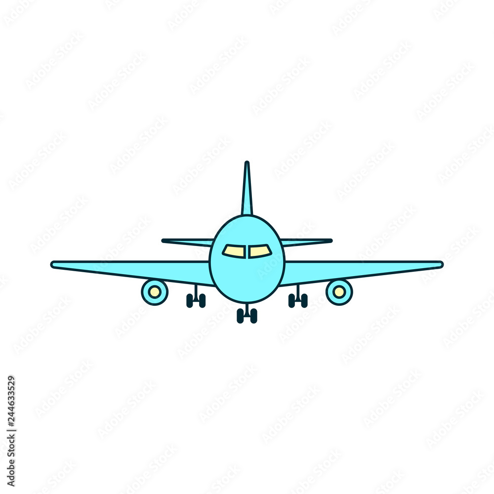 Airplane icon. Front view flying aircraft Vector isolated illustration Airplane icon. Front view flying aircraft Vector isolated illustration