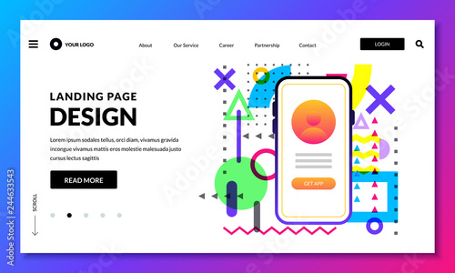 Landing page banner design template. Website or mobile interface concept. Vector layout design elements