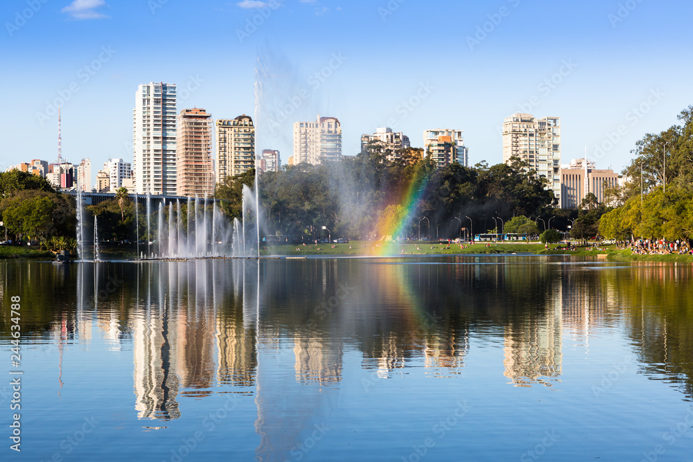  rainbow formed by the drops of the fountain of the Ibirapuera Park
