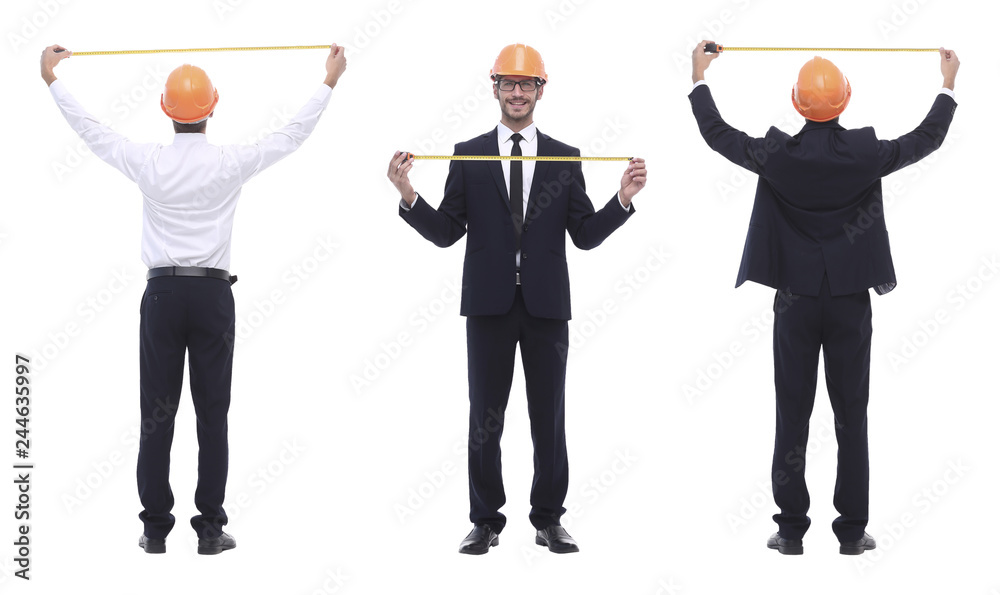 in full growth .qualified engineer architect isolated on white in full growth .qualified engineer architect isolated on white