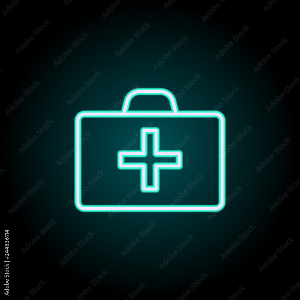 Obraz premium first-aid kit icon. Elements of Navigation in neon style icons. Simple icon for websites, web design, mobile app, info graphics