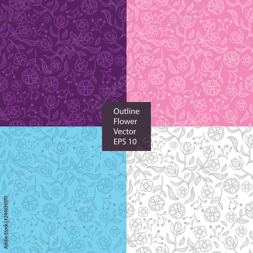 outline flower illustration pattern design