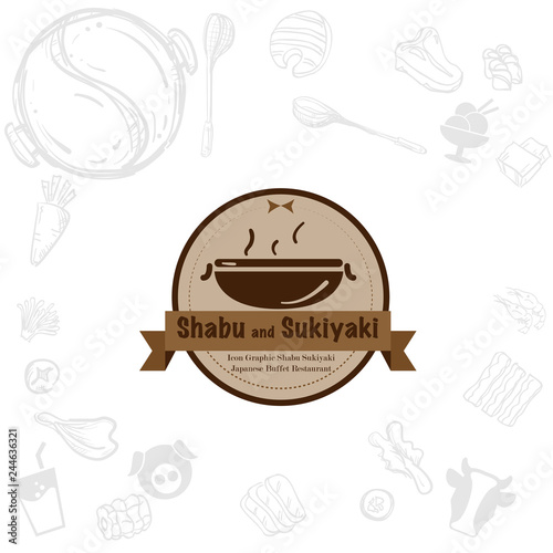 shabu sukiyaki logo icon graphic japanese buffet restaurant
