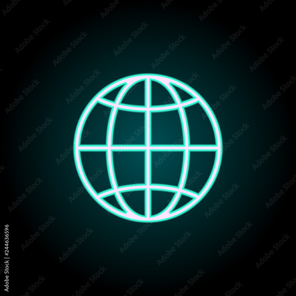 globe icon. Elements of Science in neon style icons. Simple icon for websites, web design, mobile app, info graphics globe icon. Elements of Science in neon style icons. Simple icon for websites, web design, mobile app, info graphics
