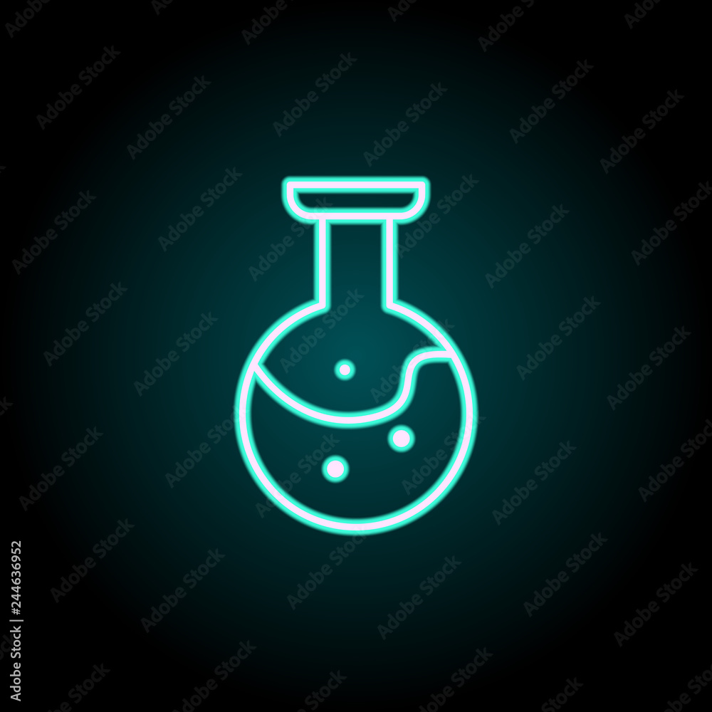 Obraz premium flask with chemical fluid icon. Elements of Science in neon style icons. Simple icon for websites, web design, mobile app, info graphics