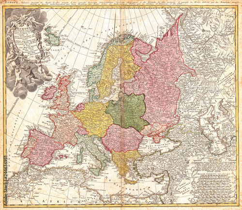 1743, Homann Heirs, Haas Map of Europe