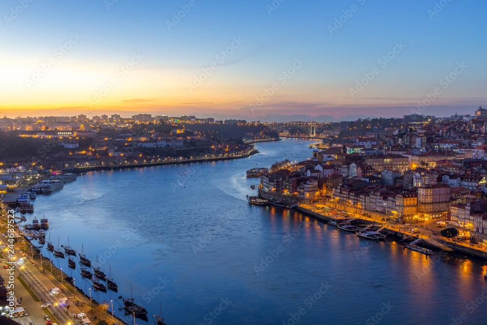 view of the Oporto city at evening 