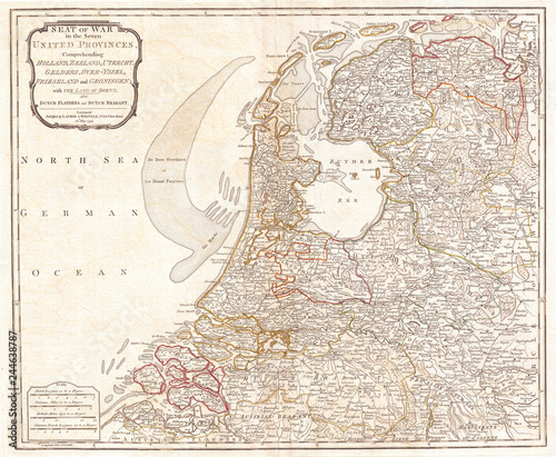 1794, Laurie and Whittle Map of Holland or The Netherlands, 1794 - 1812 photo