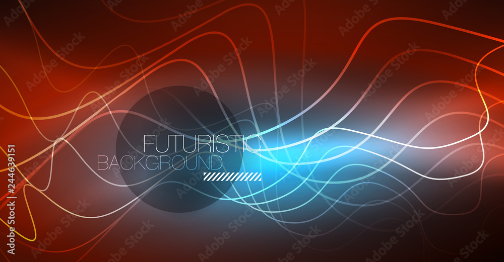 Neon lines wave background. Abstract composition Neon lines wave background. Abstract composition