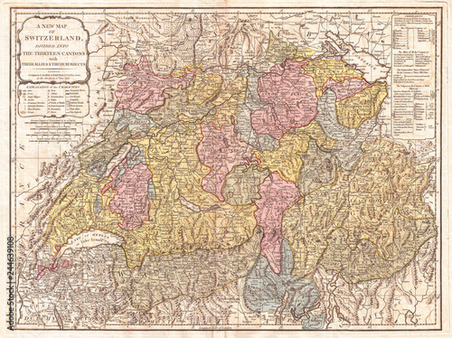 1794, Laurie and Whittle Map of Switzerland, 1794 - 1812