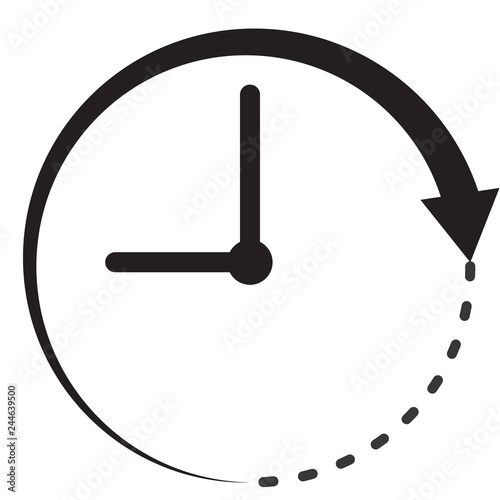 time icon on white background. flat style. clock icon for your web site design, logo, app, UI. time left symbol. clock and arrow sign.