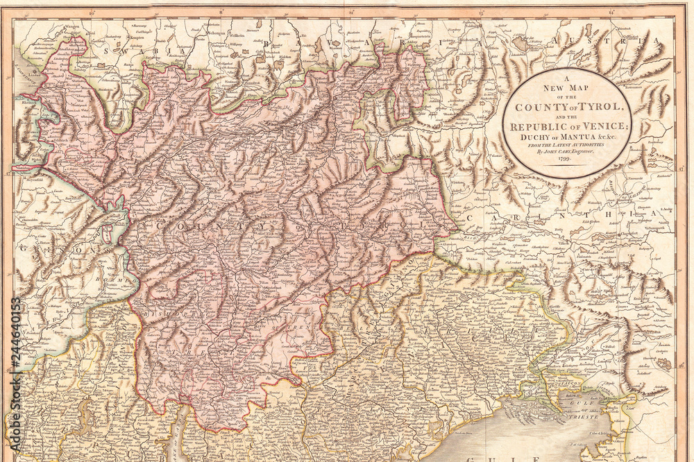 1799, Cary Map of Tyrol, John Cary, 1754 – 1835, was an English cartographer, John Cary, 1754 – 1835, English cartographer