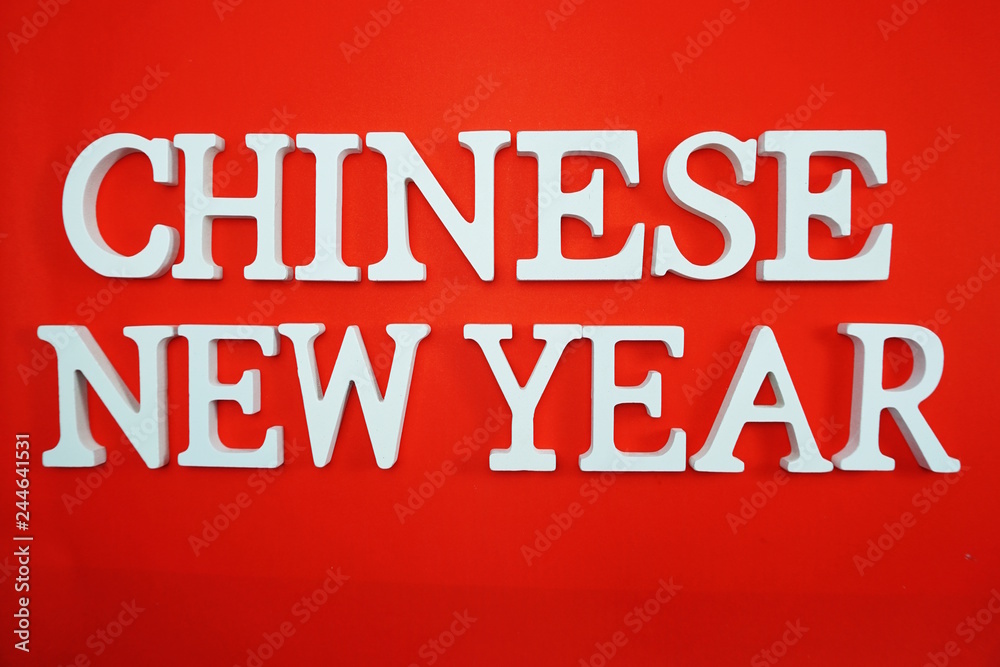 Chinese New Year alphabet letters on red background Chinese New Year alphabet letters on red background