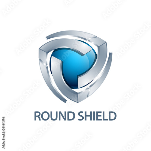 Round shield logo concept design. three dimensional style. 3D Symbol graphic template element