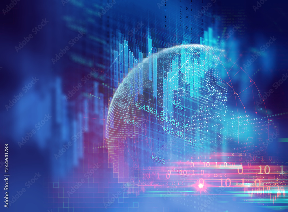 Fototapeta premium technical financial graph on technology abstract background