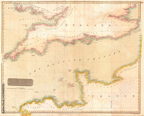 1814, Thomson Map of the English Channel, John Thomson, 1777 - 1840, was a Scottish cartographer from Edinburgh, UK