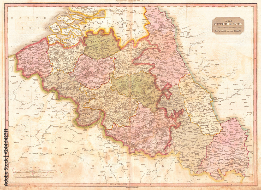 1818, Pinkerton Map of Beligum, John Pinkerton, 1758 – 1826, Scottish antiquarian, cartographer, UK