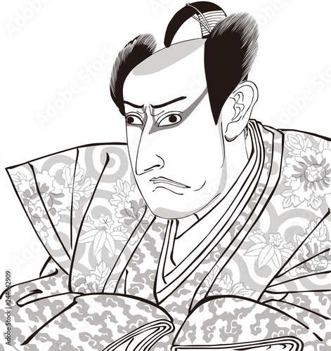 浮世絵　殿さま　その3　白黒
