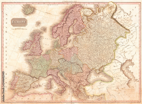 1818, Pinkerton Map of of Europe, John Pinkerton, 1758 – 1826, Scottish antiquarian, cartographer, UK