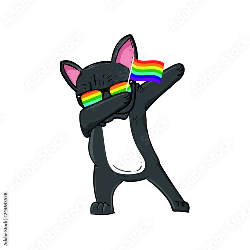 cute pug dabbing gay pride flag colorful rainbow gay lgbt poster