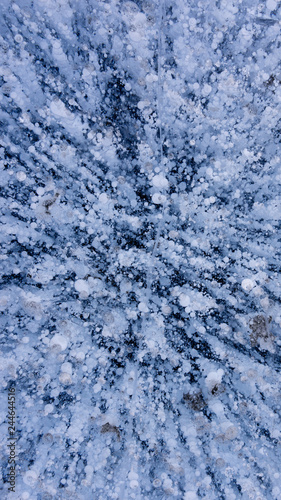The frozen lake surface, showing a variety of textures. Blue background of Ice texture.  © JIANGTIANMU