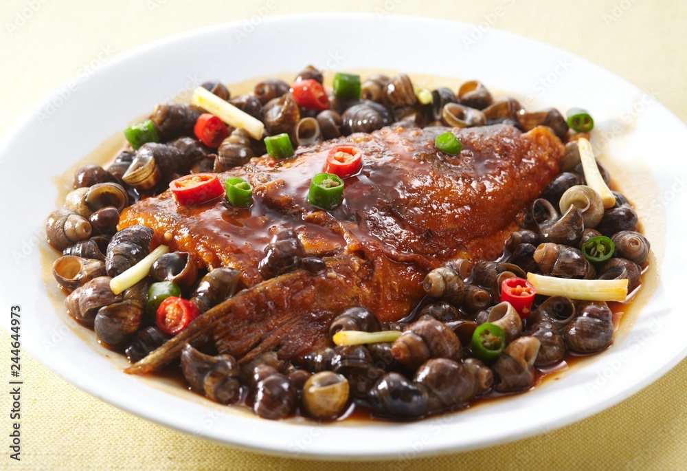 Delicious Chinese cuisine, Snail fish head Delicious Chinese cuisine, Snail fish head