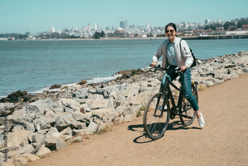 Fototapeta premium Road bike cyclist woman cycling