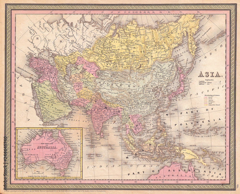 1853, Mitchell Map of Asia