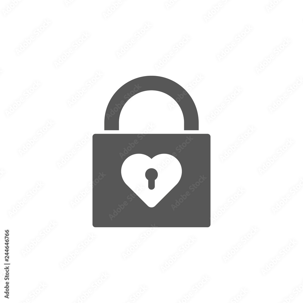 Heart lock icon. Simple glyph, flat vector of valentines day, love icons for UI and UX, website or mobile application Heart lock icon. Simple glyph, flat vector of valentines day, love icons for UI and UX, website or mobile application