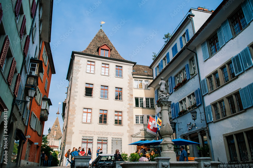 Obraz premium Old vintage buildings in Zurich Old town Altstadt