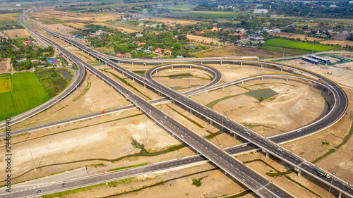construction of a new ring road interchange and motorway expressway bypass for cars transportation connecting the city in Thailand