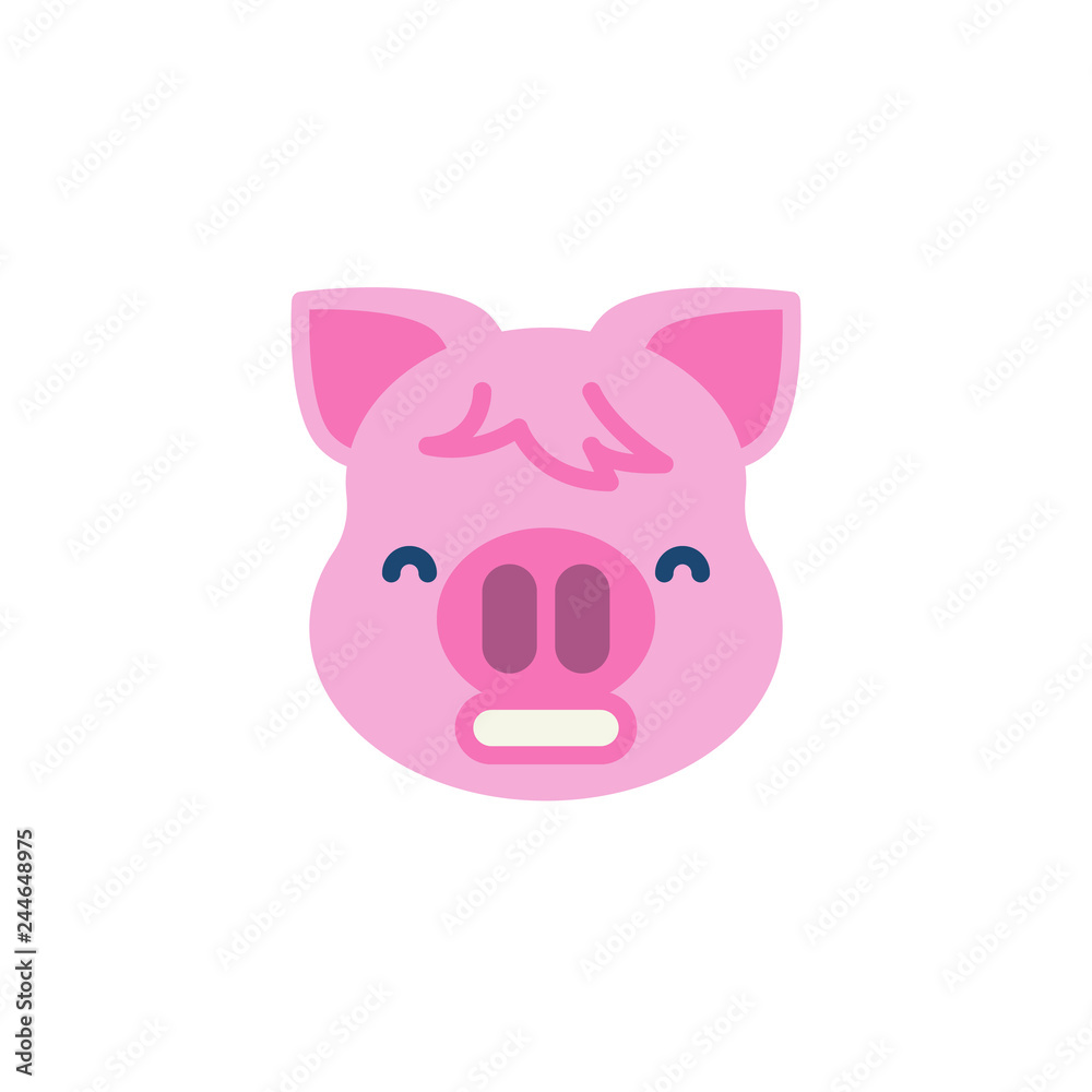 Grimacing Piggy Face Emoji flat icon, vector sign, colorful pictogram isolated on white. Pink pig head emoticon, new year symbol, logo illustration. Flat style design Grimacing Piggy Face Emoji flat icon, vector sign, colorful pictogram isolated on white. Pink pig head emoticon, new year symbol, logo illustration. Flat style design