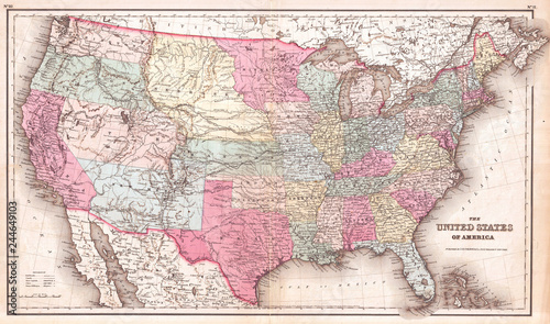 1857, Colton Map of the United States