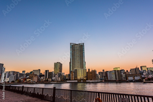 早朝の高層マンション群　The sky at daybreak in Tokyo, Japan #244649390