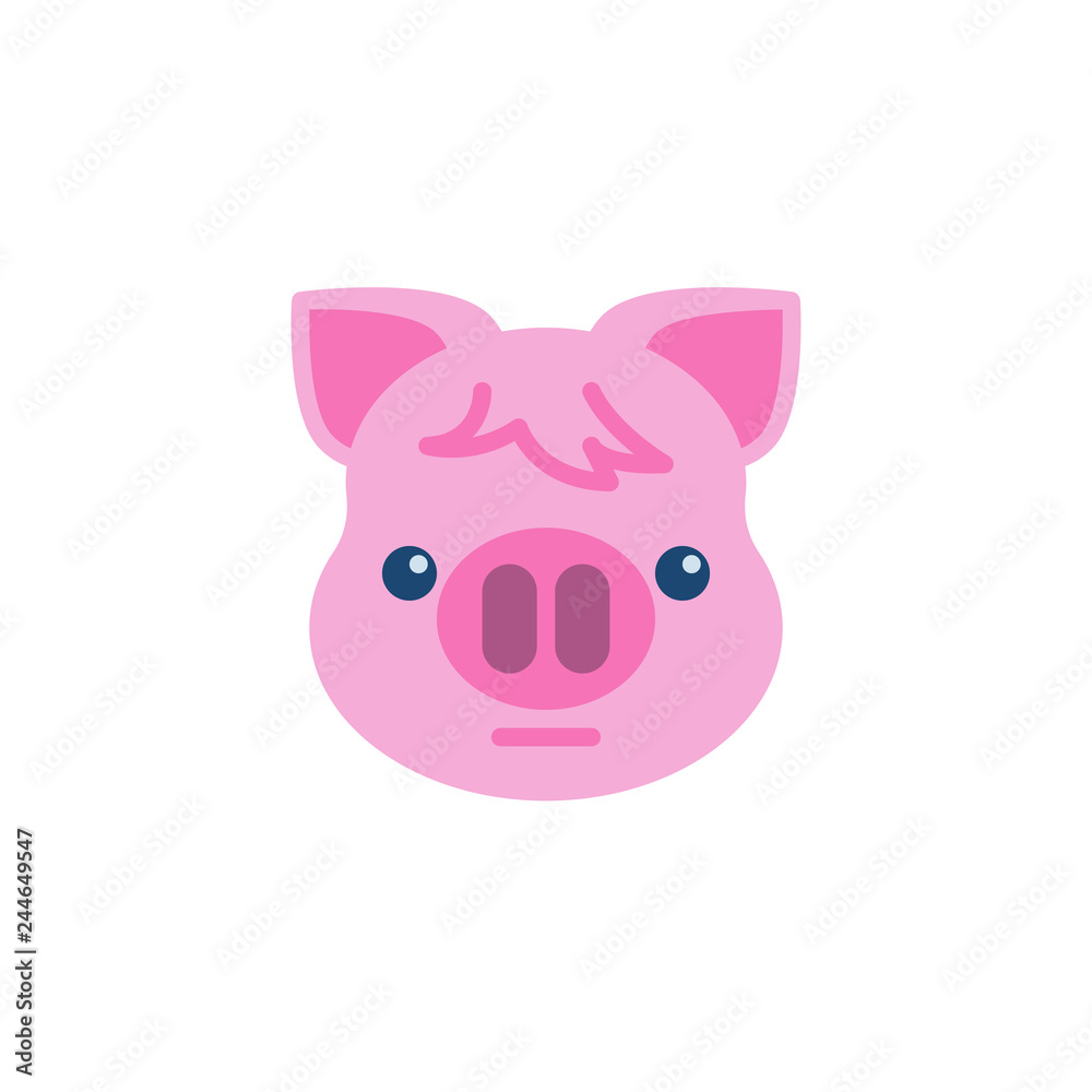 Piggy Neutral face emoji flat icon, vector sign, colorful pictogram isolated on white. Pink pig head emoticon, new year symbol, logo illustration. Flat style design Piggy Neutral face emoji flat icon, vector sign, colorful pictogram isolated on white. Pink pig head emoticon, new year symbol, logo illustration. Flat style design