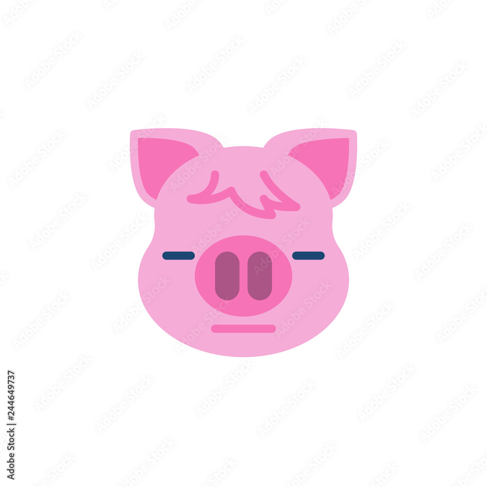 Piggy Expressionless Face Emoji flat icon, vector sign, colorful pictogram isolated on white. Pink pig head emoticon, new year symbol, logo illustration. Flat style design Piggy Expressionless Face Emoji flat icon, vector sign, colorful pictogram isolated on white. Pink pig head emoticon, new year symbol, logo illustration. Flat style design